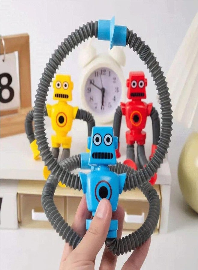 Zinnia Telescopic Suction Cup Giraffe Toy, Stretchy Pop Tubes Fidget Sensory Toys for Boys & Girls, Snow Ball, Boys, Shape Changing Robot & Giraffe Suction Pop Tube Toy for Kids (Robot Pack of 4) - Image 2